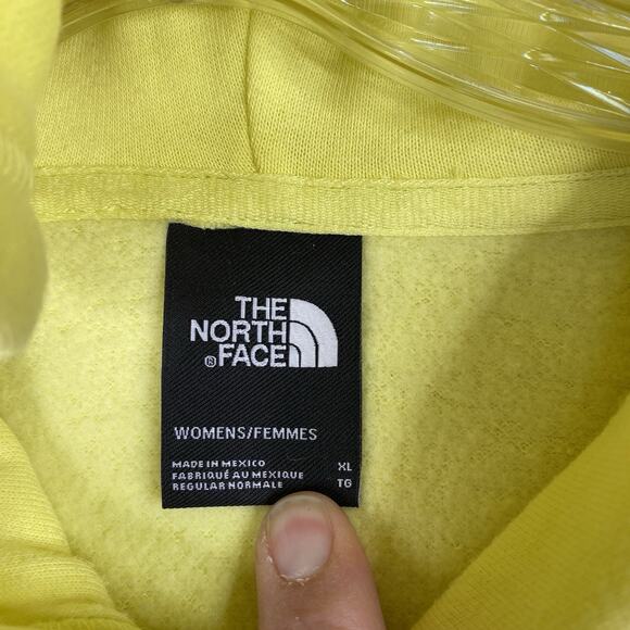 North Face Hoodie Womens XL Yellow Pullover Sweatshirt Half Dome Logo Front - Picture 3 of 9